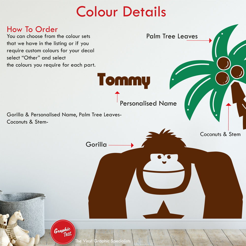 Gorilla & Palm Tree Personalised Wall Sticker