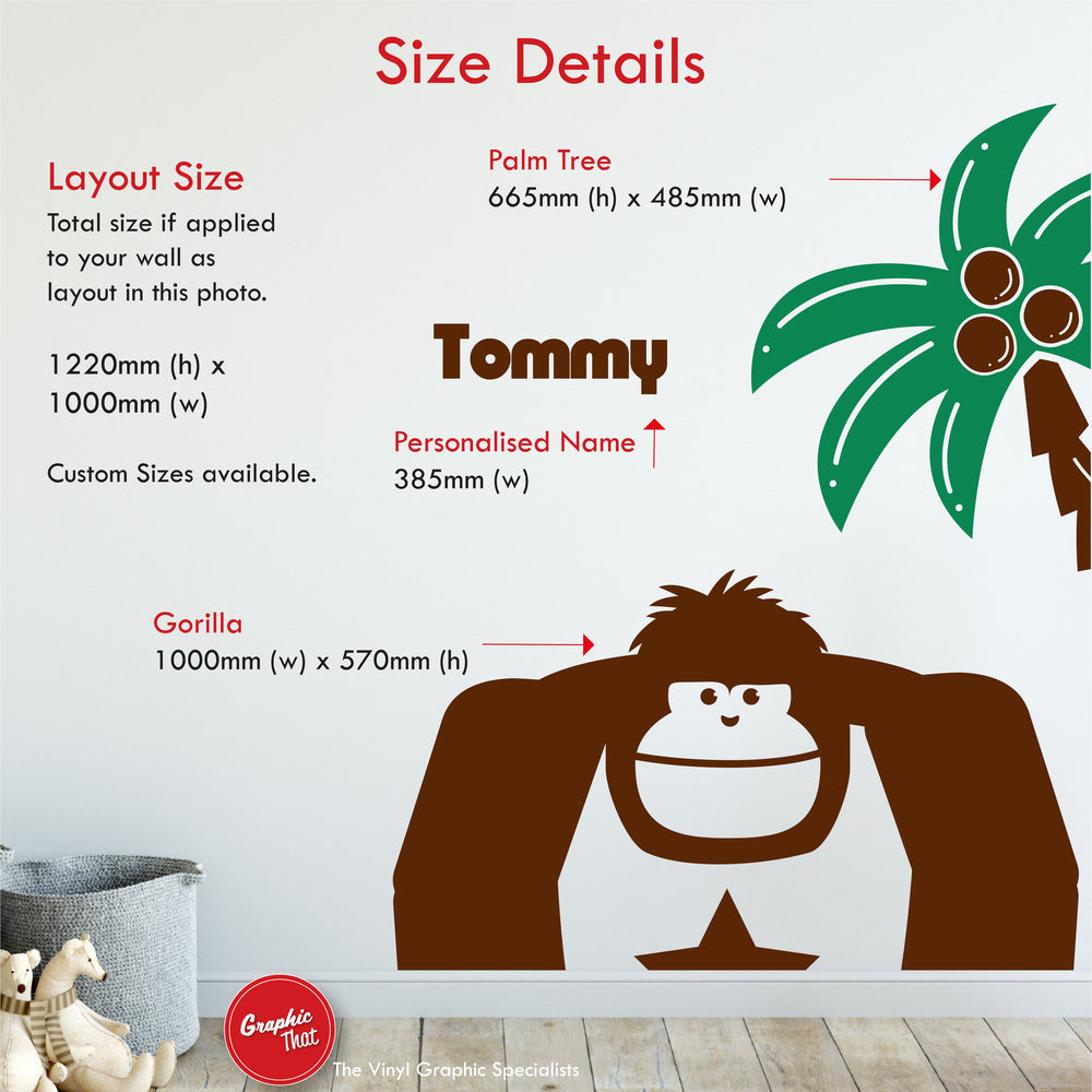 Gorilla & Palm Tree Personalised Wall Sticker
