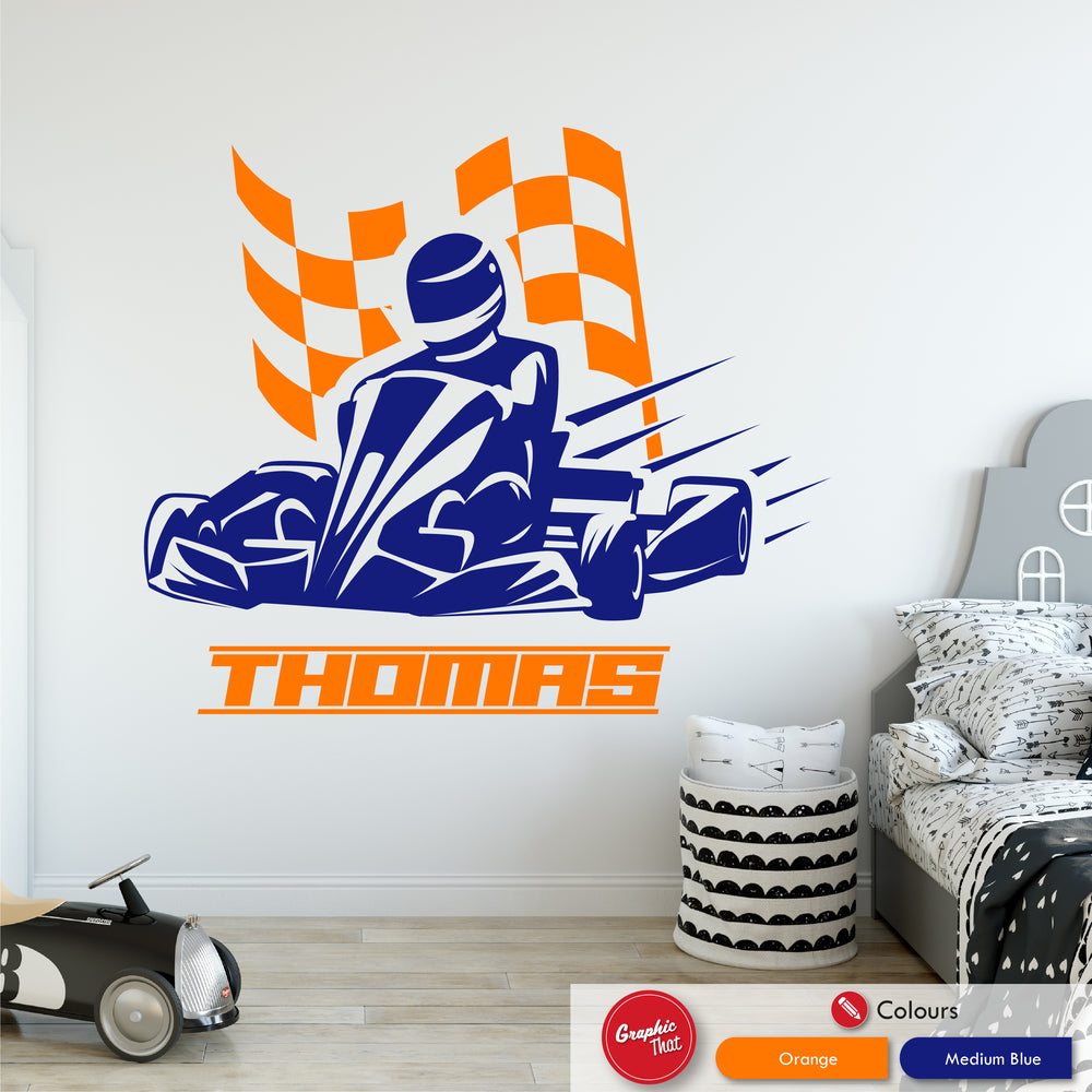 Go Karting Personalised Wall Art Sticker