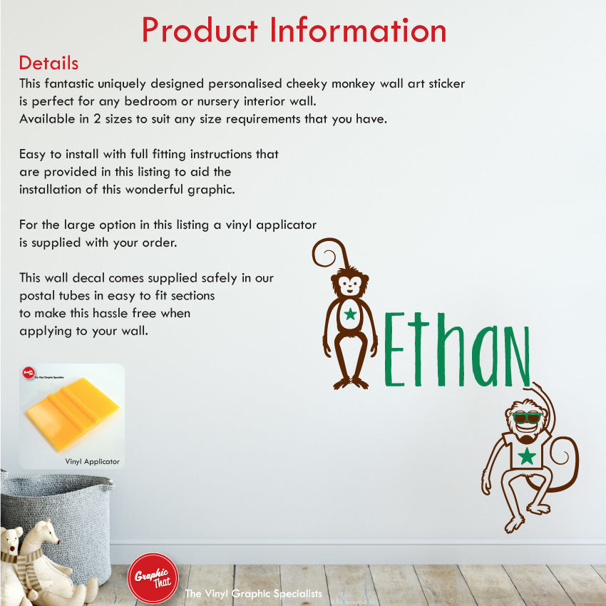 Monkeys personalised wall decal product information