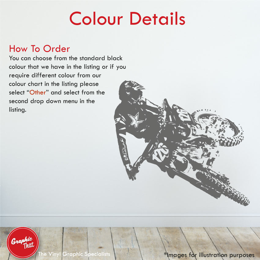 Motocross wall art decal colour information