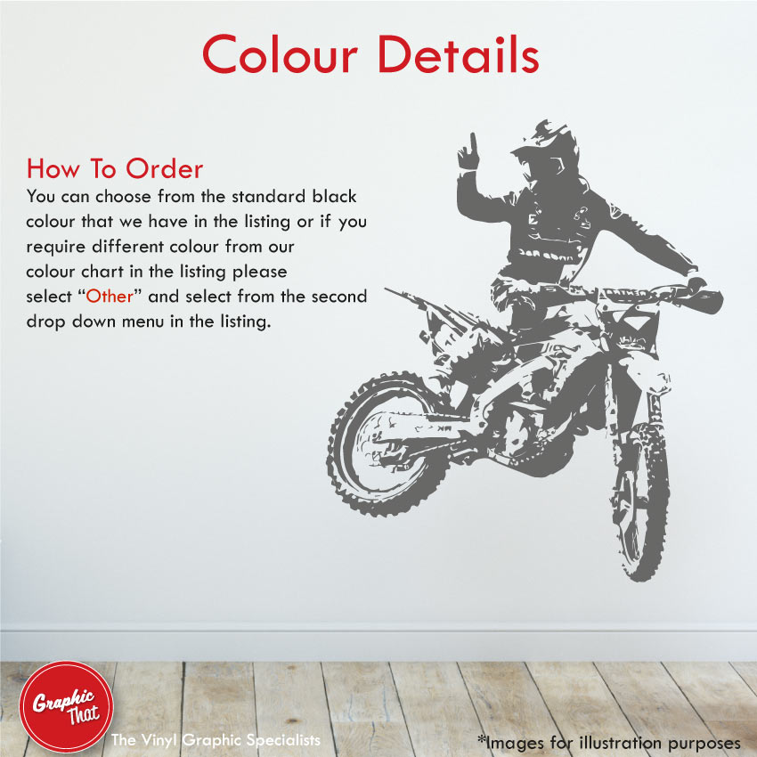 motocross biker wall art decal colour details