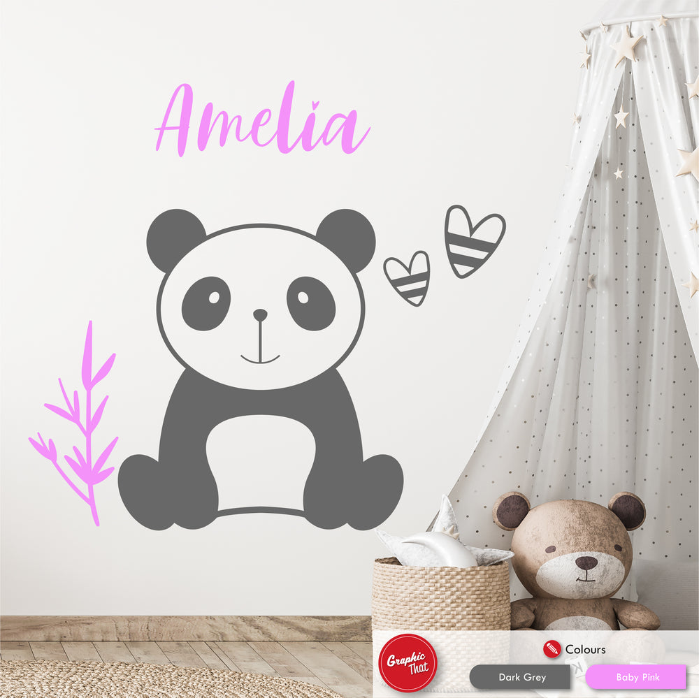 Panda Bear Personalised Wall Art Sticker