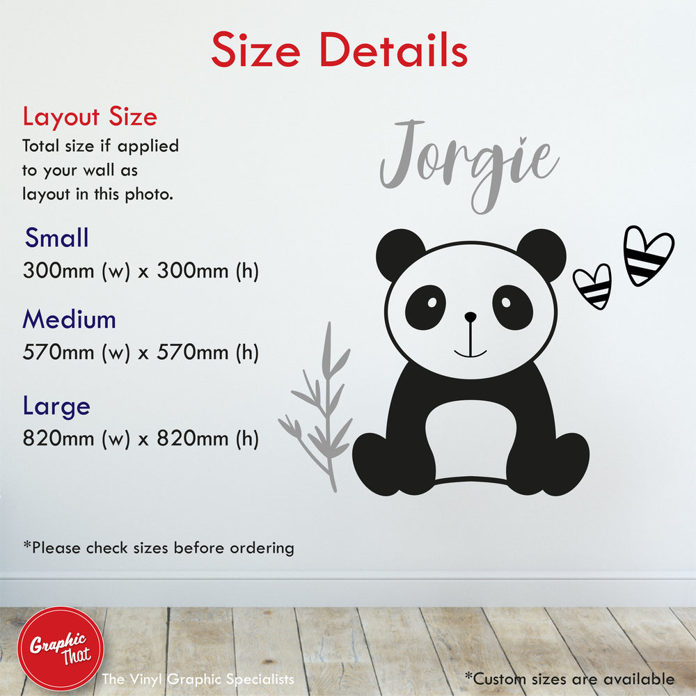Panda Bear Personalised Wall Art Sticker