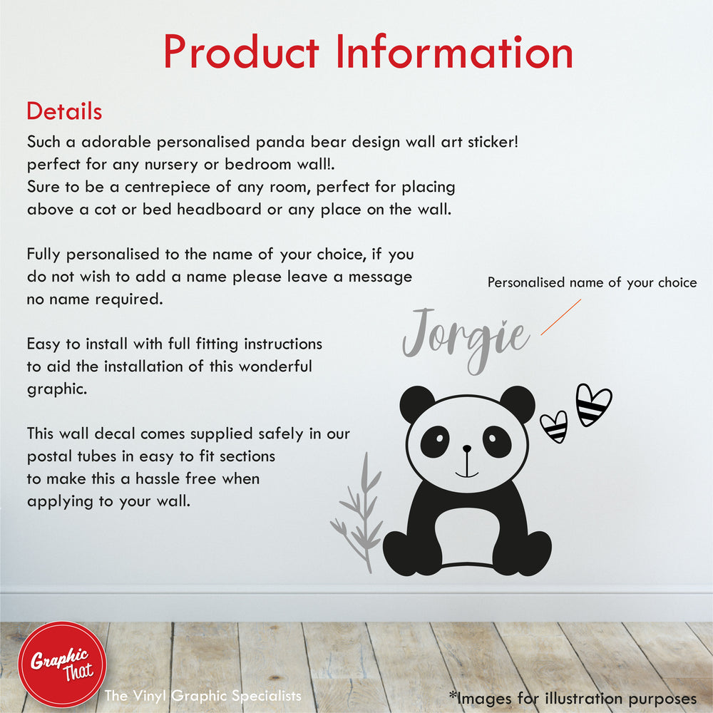 Panda Bear Personalised Wall Art Sticker