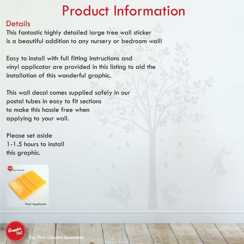 Tree & Bunny Rabbits nursery wall art decal product information