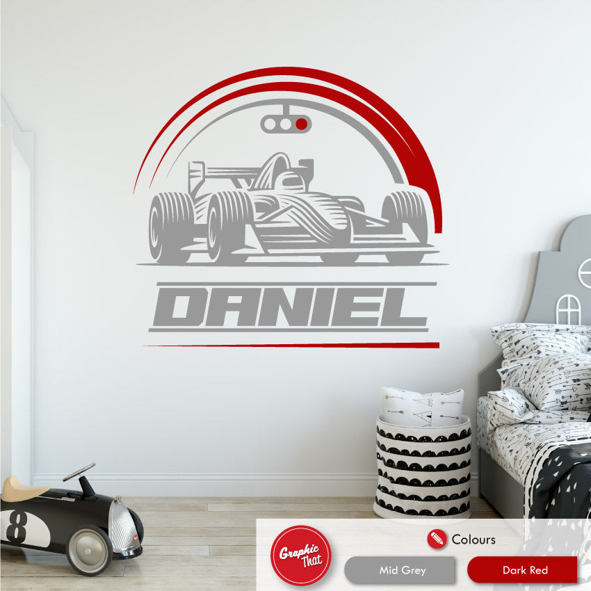 Race Car Personalised Wall Art Decal