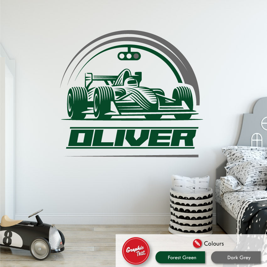Race Car Personalised Wall Art Decal