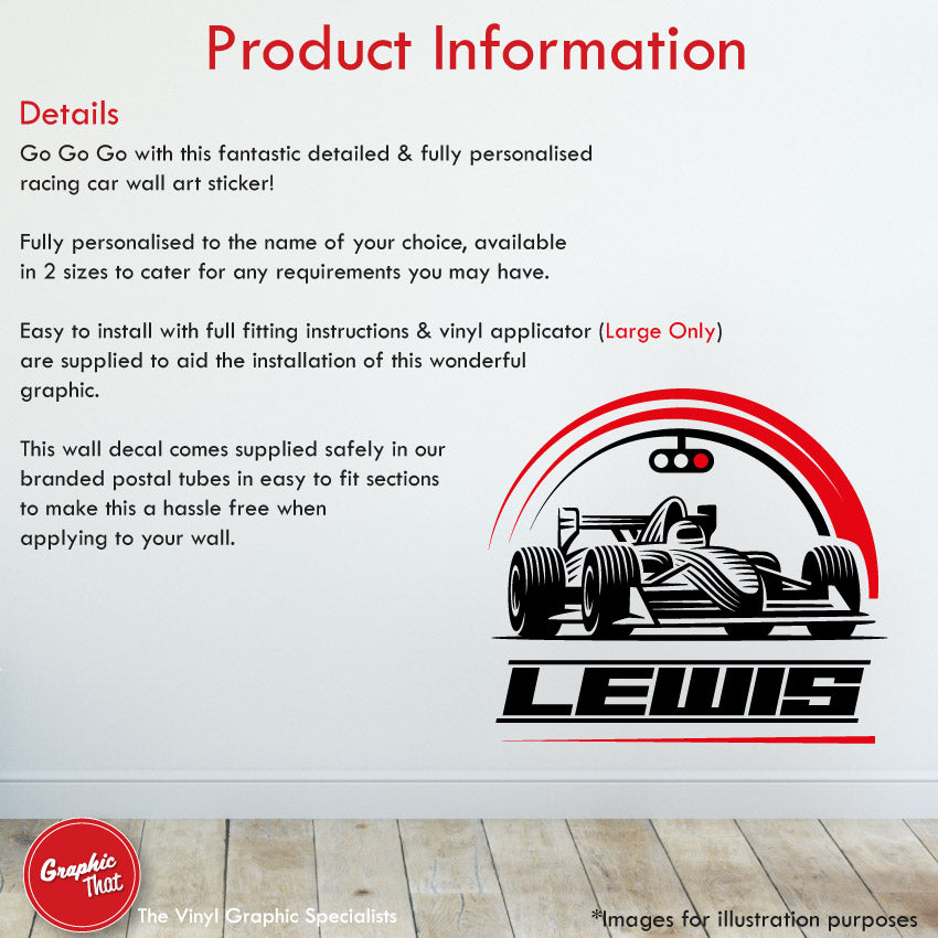 Race Car Personalised Wall Art Decal
