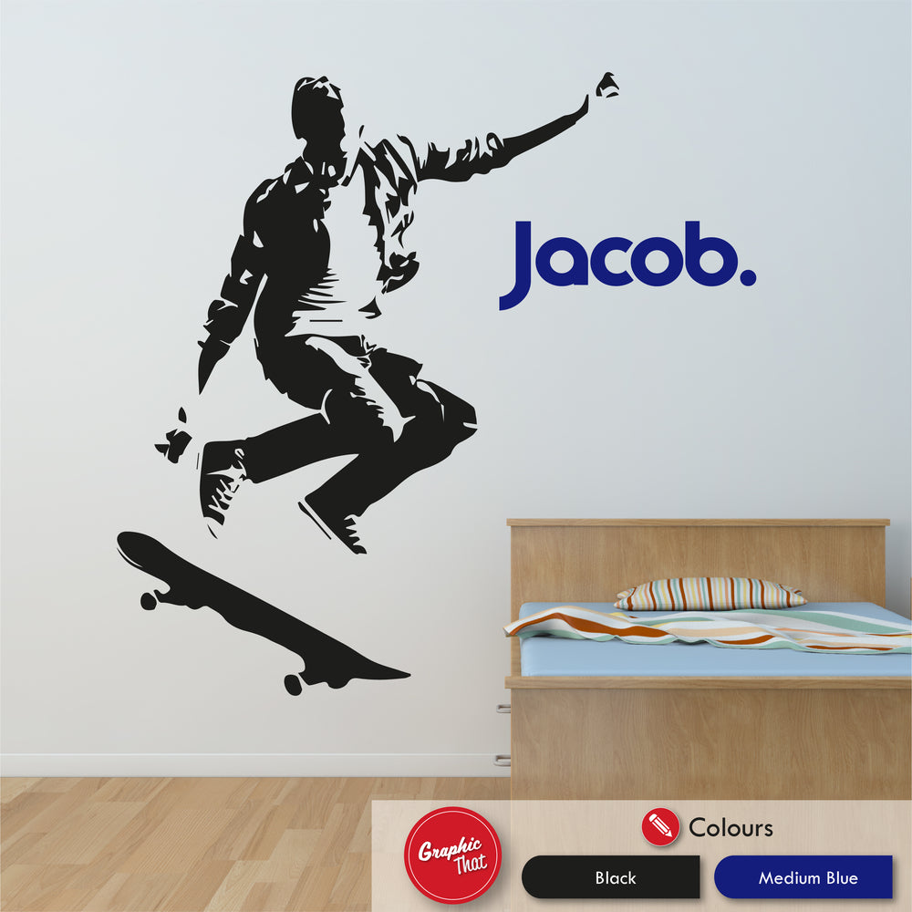 Skateboarding Personalised Wall Sticker