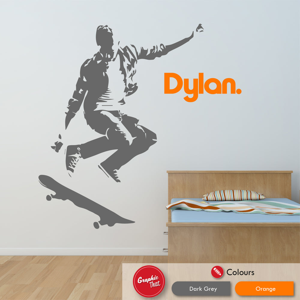 Skateboarding Personalised Wall Sticker