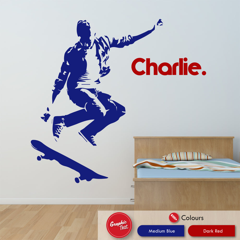 Skateboarding Personalised Wall Sticker