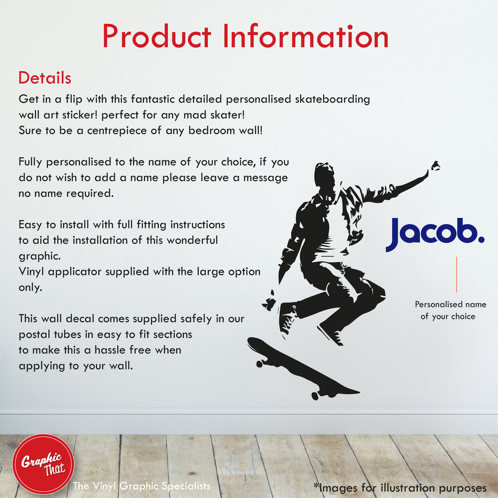 Skateboarding Personalised Wall Sticker