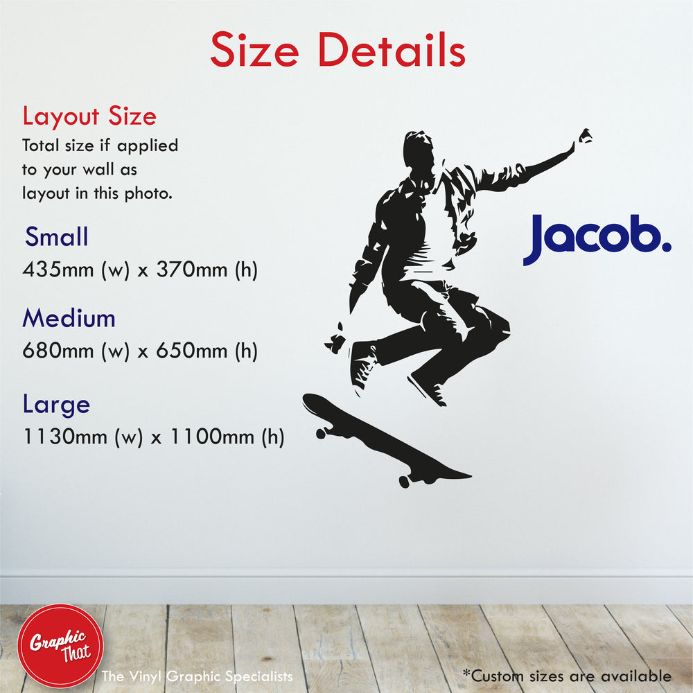 Skateboarding Personalised Wall Sticker