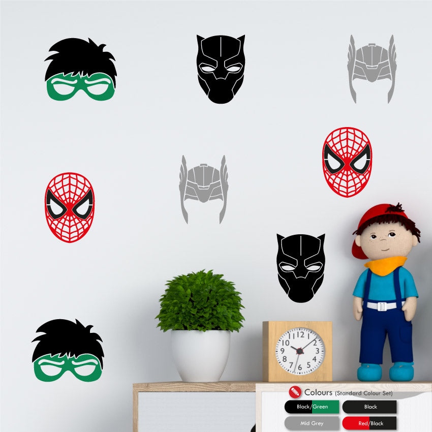 Superhero Masks Wall Art Decal Sticker Set
