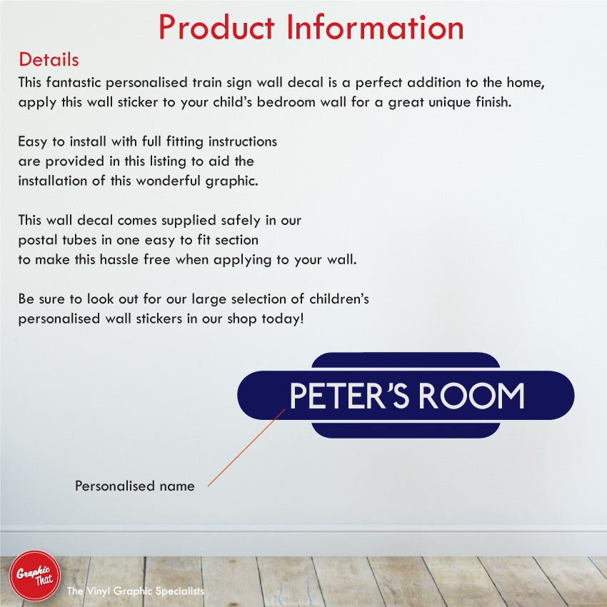 Train Sign Personalised Wall Sticker