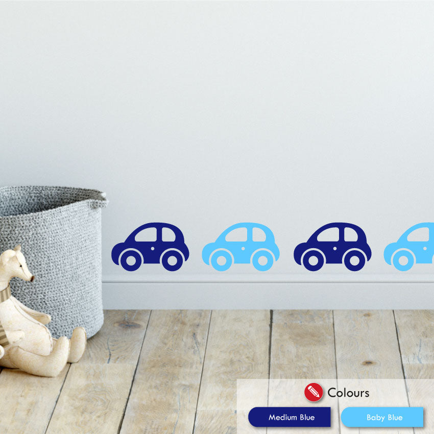 Toy Car Nursery Wall Stickers Medium Blue and Baby Blue