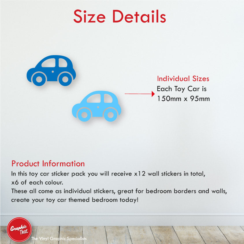 Toy Car Nursery Wall Stickers Sizes