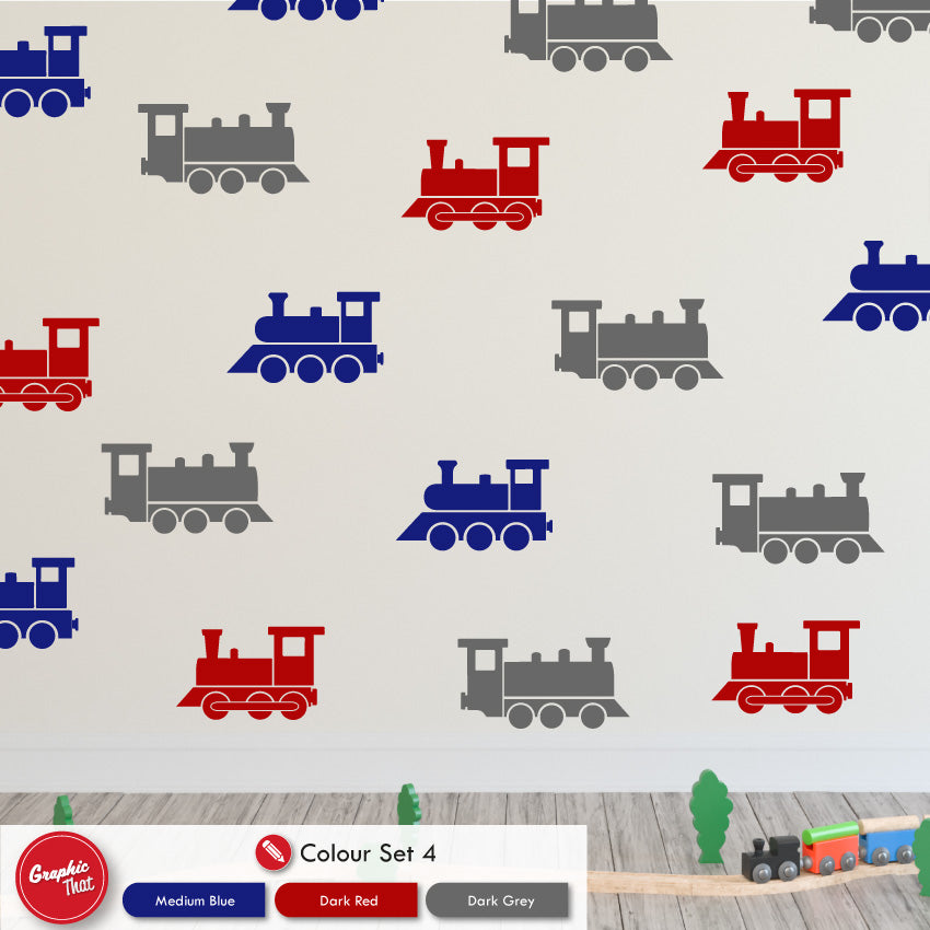 Steam Trains Nursery Wall Art Sticker Set – Graphic That