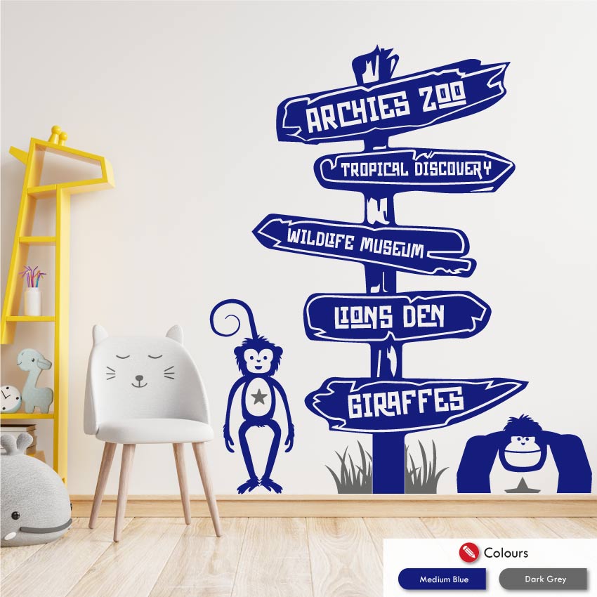Safari Animals Personalised Wall Decal