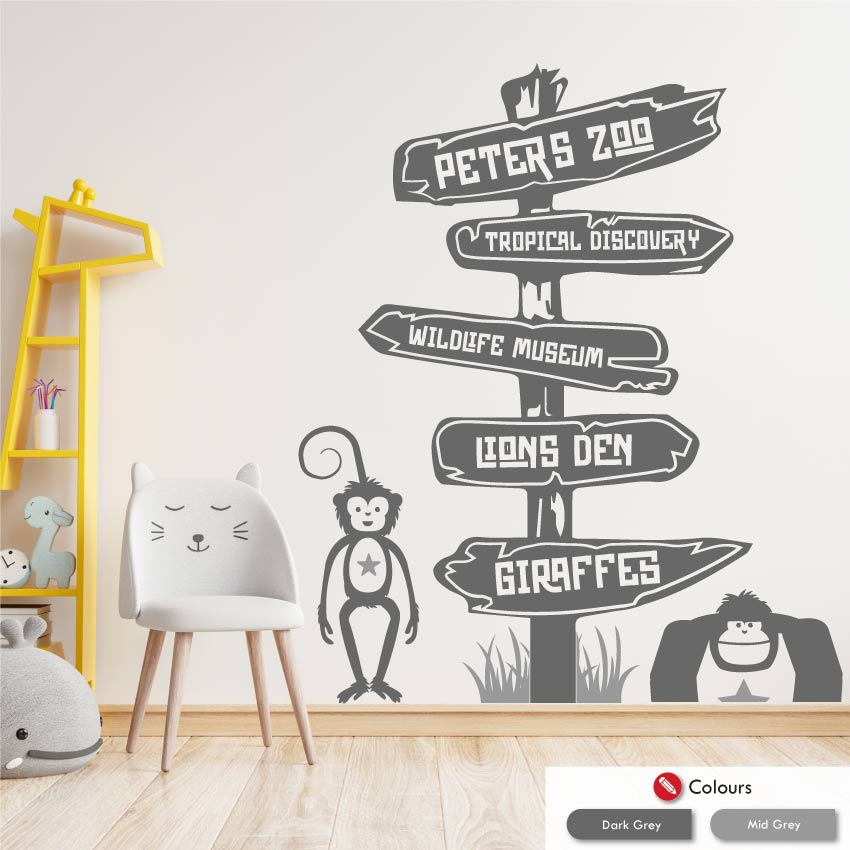 Safari Animals Personalised Wall Decal