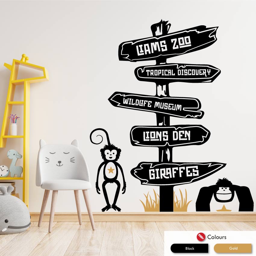 Safari Animals Personalised Wall Decal