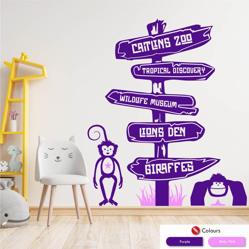 Safari Animals Personalised Wall Decal