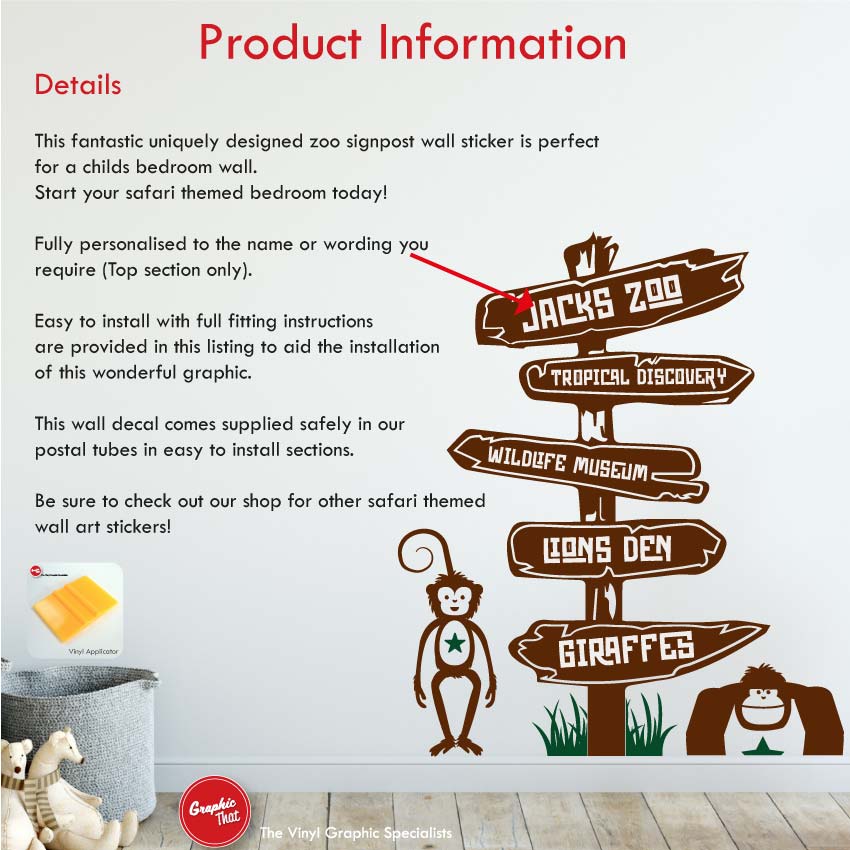 Safari Animals Personalised Wall Decal