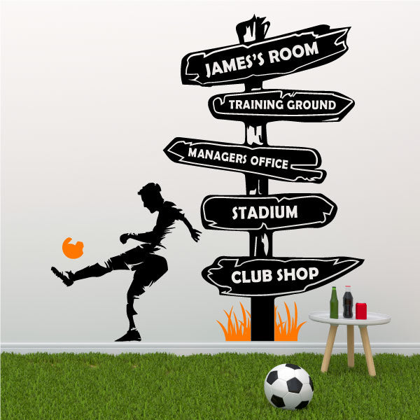 Football Signpost Personalised Wall Decal