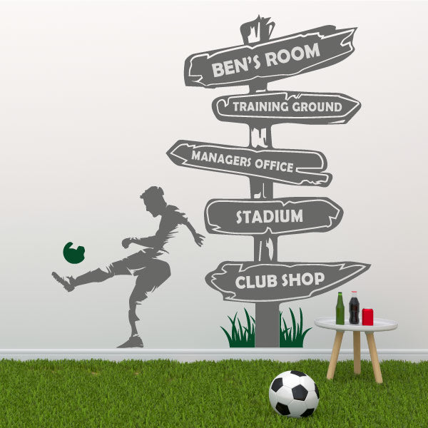 Football Signpost Personalised Wall Decal