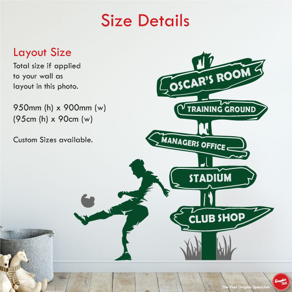 Football Signpost Personalised Wall Decal