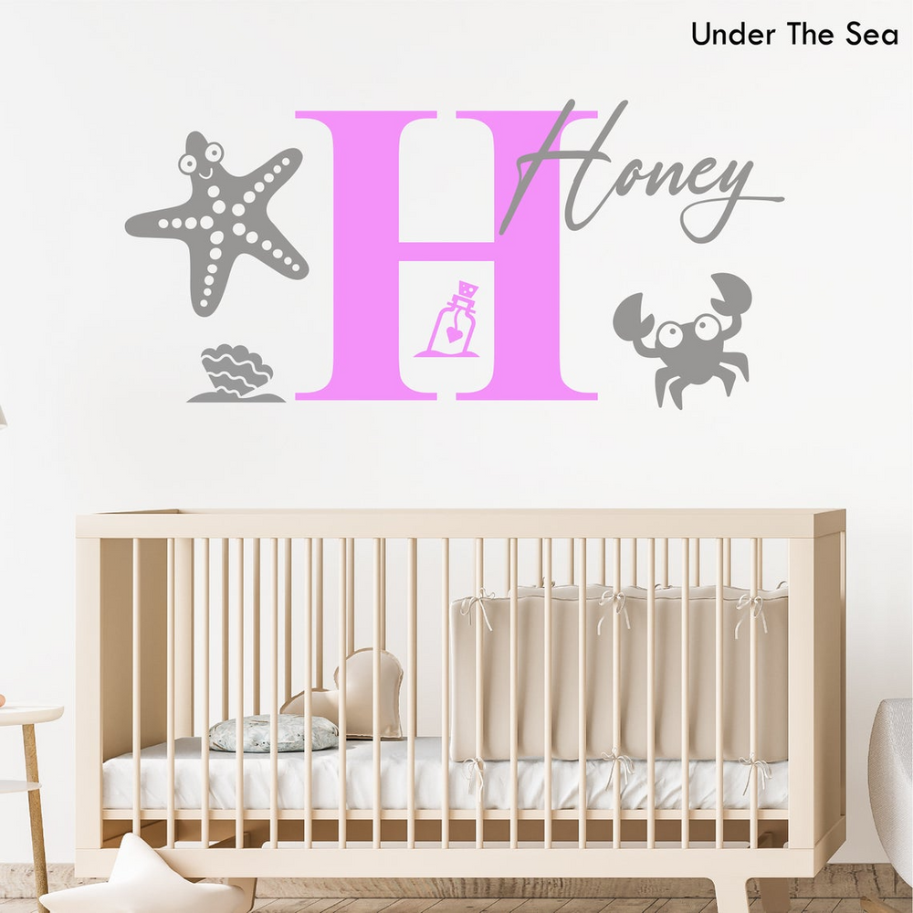 Girls Name & Initial Personalised Wall Sticker