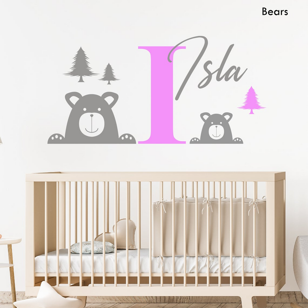 Girls Name & Initial Personalised Wall Sticker