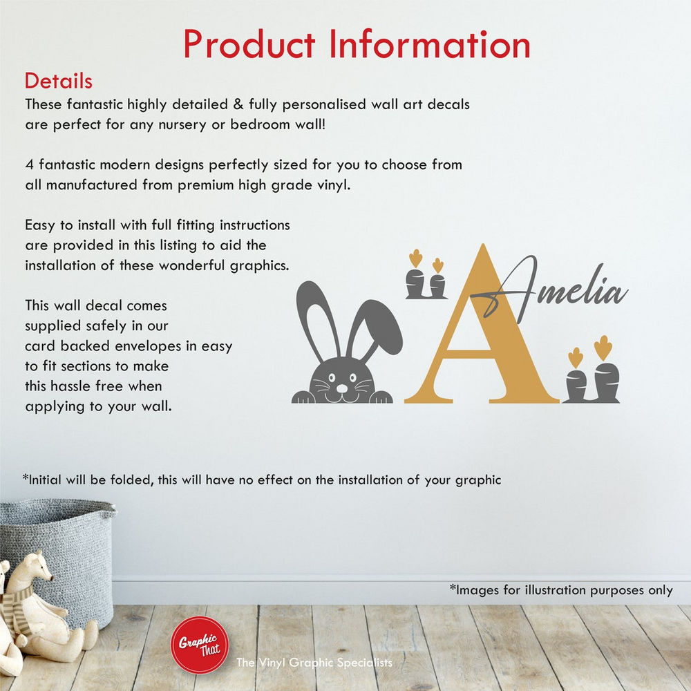 Girls Name & Initial Personalised Wall Sticker