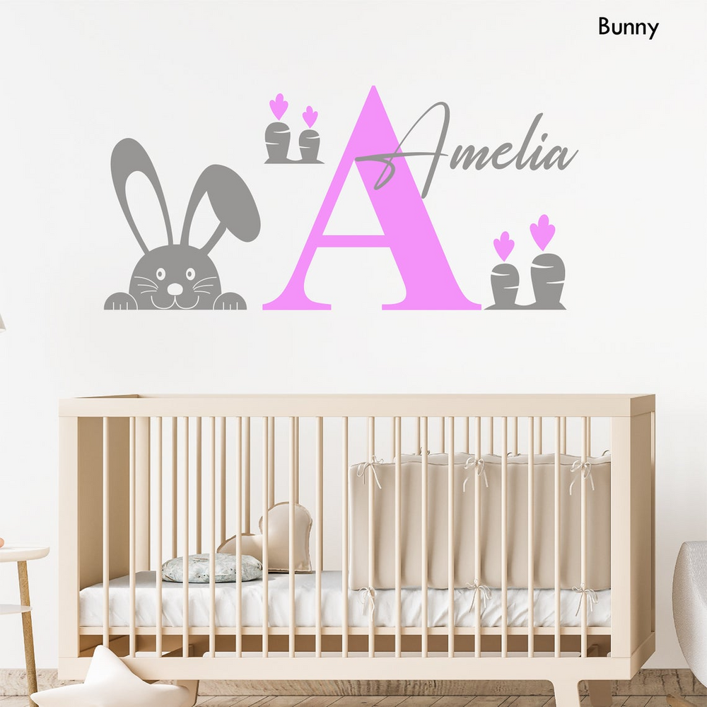 Girls Name & Initial Personalised Wall Sticker